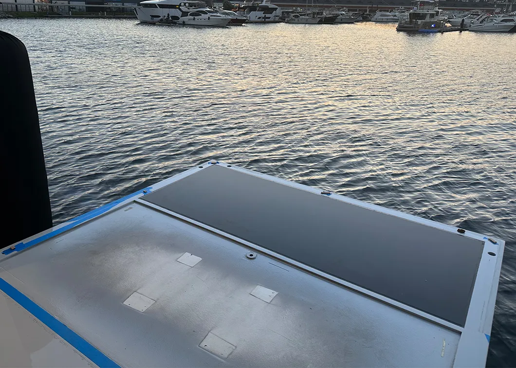 Aluminium platform deployed over the water